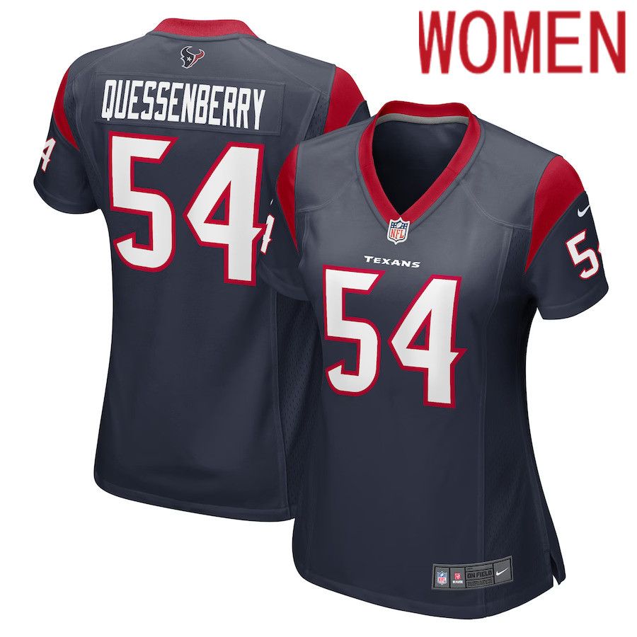 Women Houston Texans 54 Scott Quessenberry Nike Navy Game Player NFL Jersey